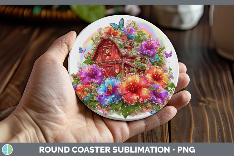 Barn Round Coaster Best Sellers 08 Rainbow Summer Sublimatio