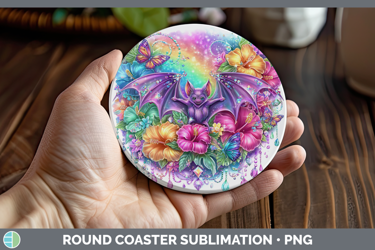 Bat Round Coaster Best Sellers 08 Rainbow Summer Sublimation