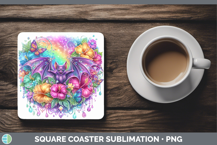 Bat Square Coaster Best Sellers 08 Rainbow Summer Sublimatio