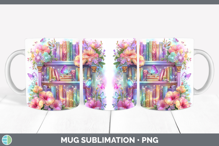 Bookshelf Mug Wrap Best Sellers 08 Rainbow Summer Sublimatio