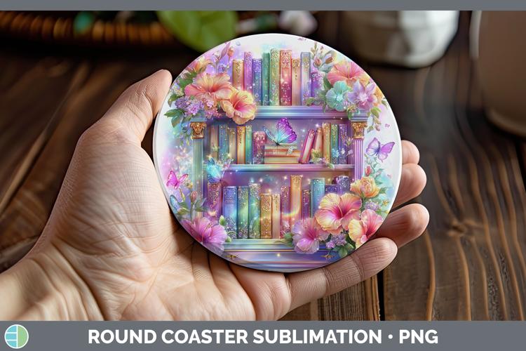 Bookshelf Round Coaster Best Sellers 08 Rainbow Summer Subli