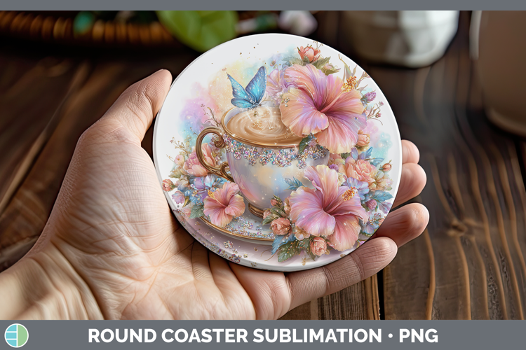 Coffee Cup Round Coaster Best Sellers 08 Rainbow Summer Subl