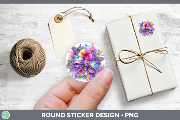 Best Sellers 08 Rainbow Summer Couquet Bow Stickers | Round