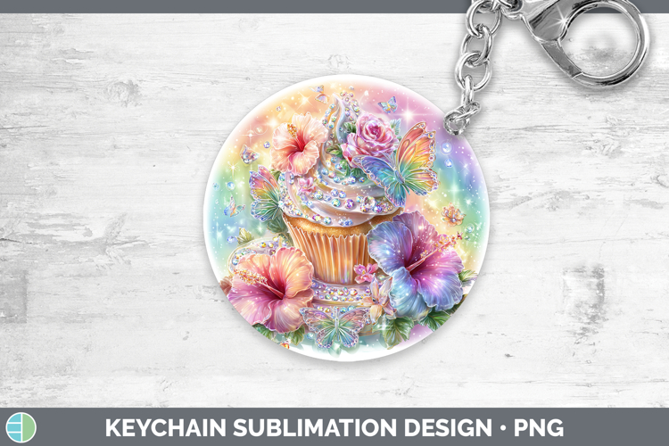 Cupcake Keychain Best Sellers 08 Rainbow Summer Sublimation