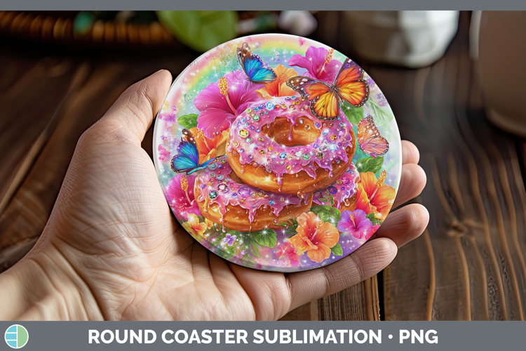 Donuts Round Coaster Best Sellers 08 Rainbow Summer Sublimat