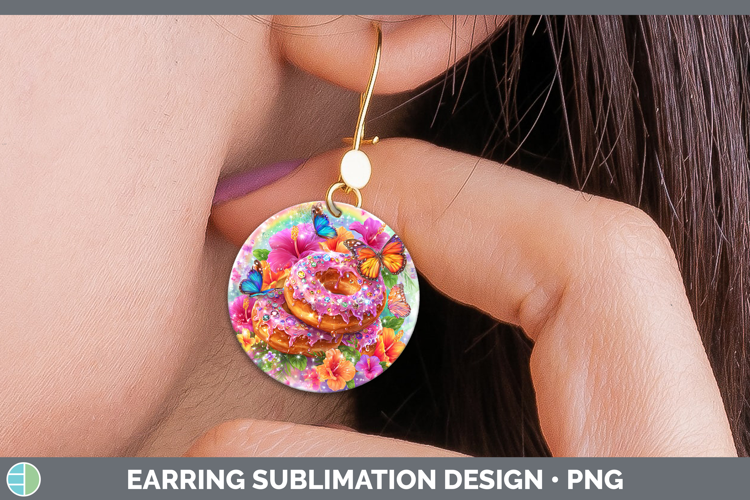 Donuts Round Earrings Best Sellers 08 Rainbow Summer Sublima