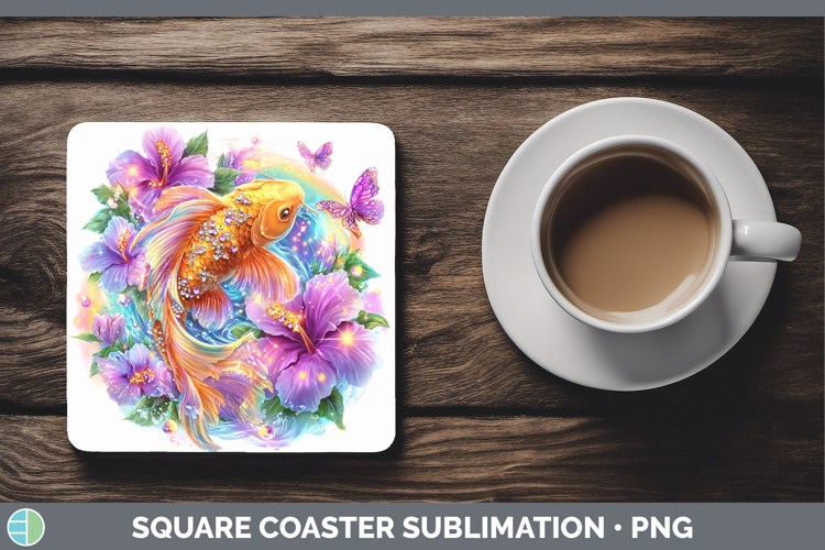 Koi Fish Square Coaster Best Sellers 08 Rainbow Summer Subli