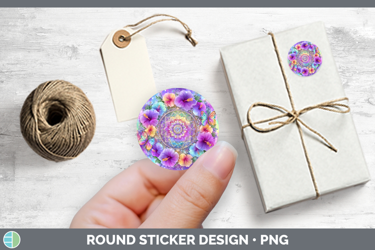 Best Sellers 08 Rainbow Summer Mandala Stickers | Round Labe
