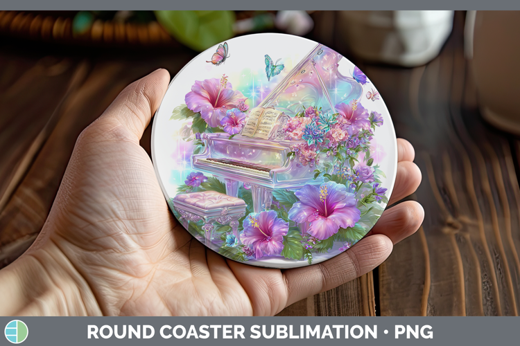 Piano Round Coaster Best Sellers 08 Rainbow Summer Sublimati