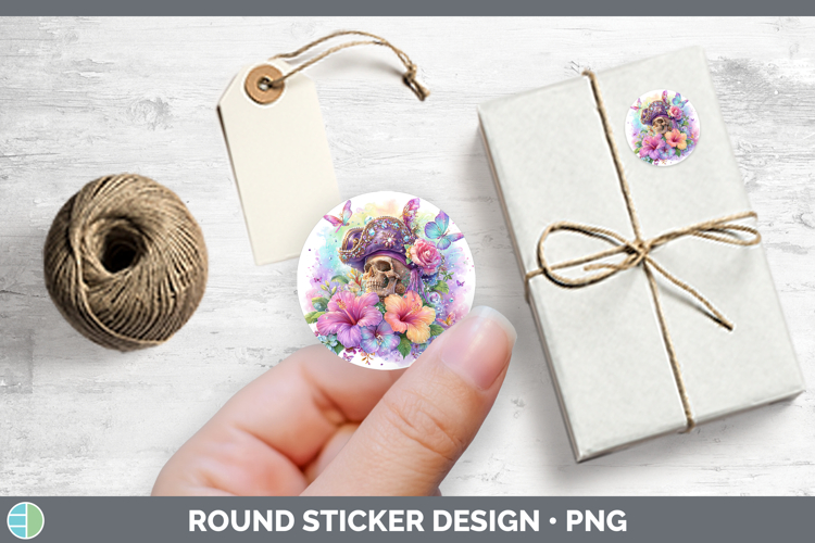 Best Sellers 08 Rainbow Summer Pirate Skull Stickers | Round