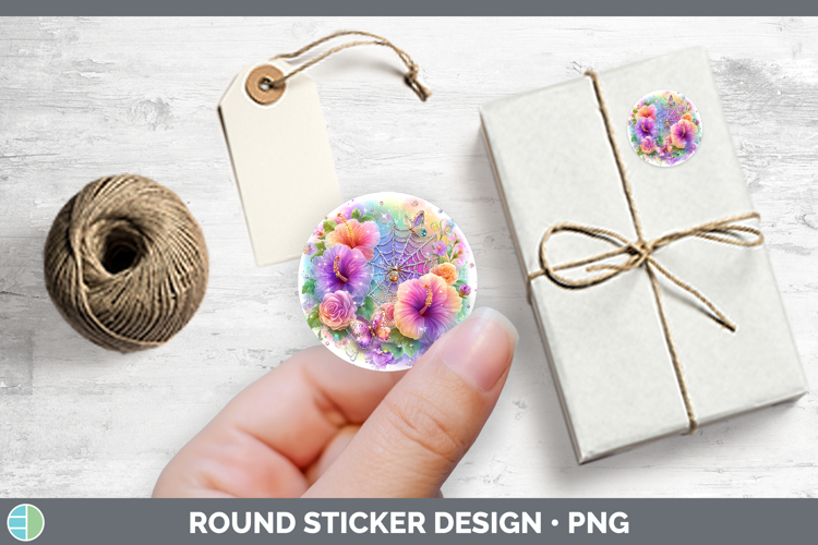Best Sellers 08 Rainbow Summer Spider Web Stickers | Round L