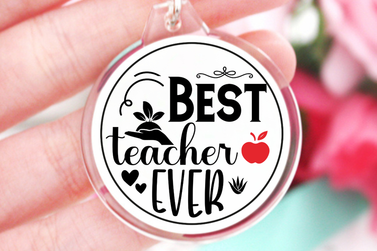 Best teacher ever SVG, Teacher Keychain SVG example image 1