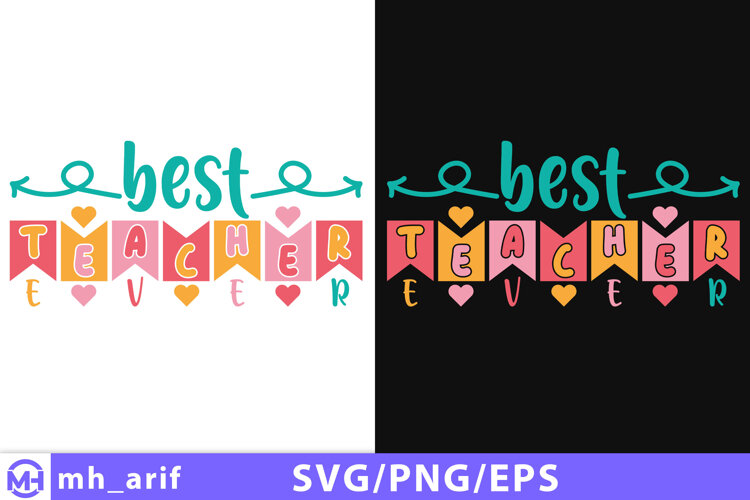 Retro Teacher SVG Best Teacher Ever Teacher Shirt Design example image 1