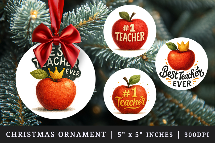 Best Teacher round ornaments sublimation design