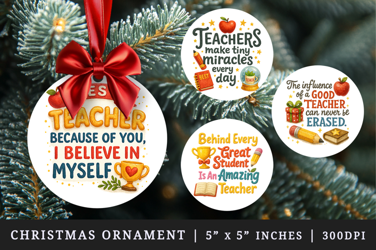 Best Teacher round ornaments sublimation design