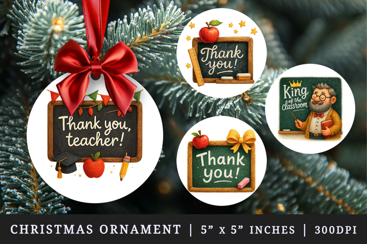 Best Teacher round ornaments sublimation design