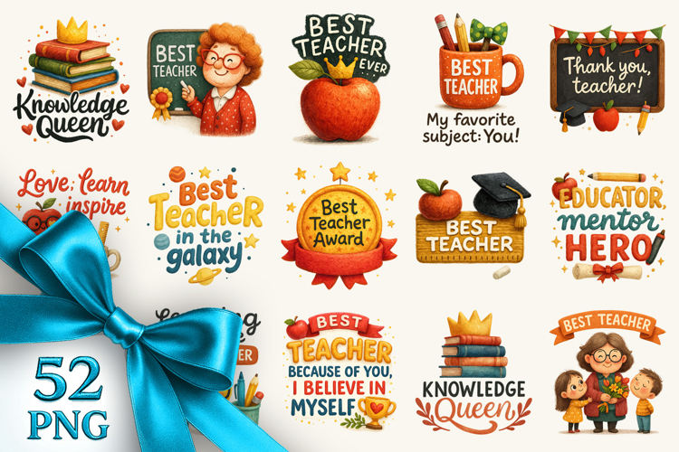 Best Teacher clipart printable sublimation bundle png