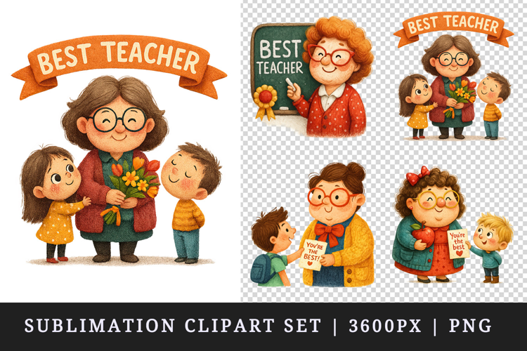 Best Teacher clipart printable sublimation design png