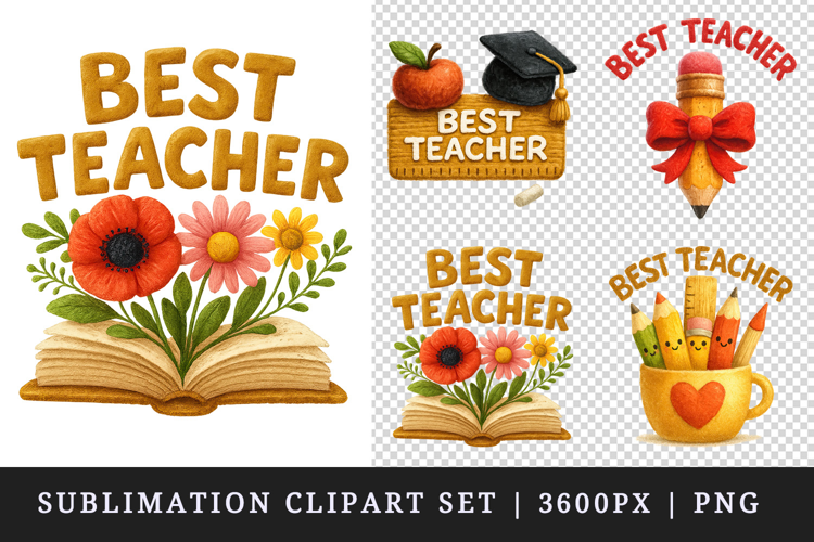 Best Teacher clipart printable sublimation design png