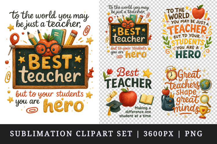 Best Teacher clipart printable sublimation design png