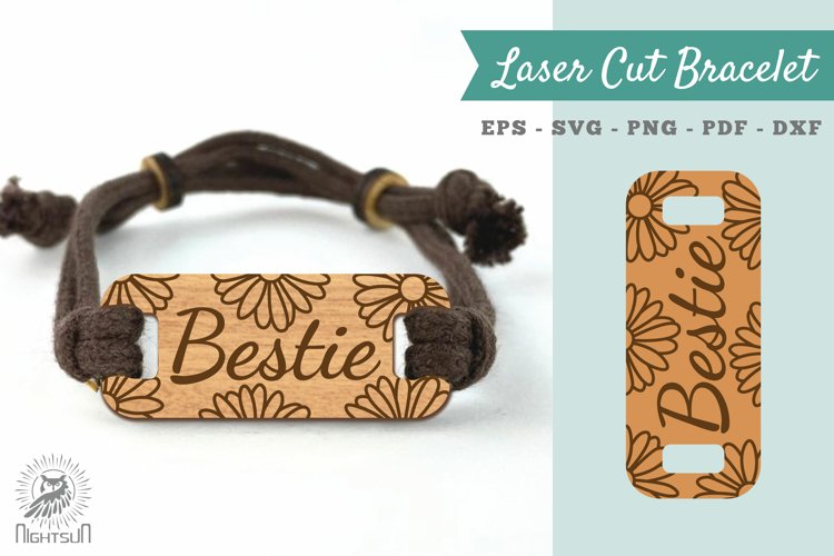 Bestie Laser Cut Bracelet SVG example image 1