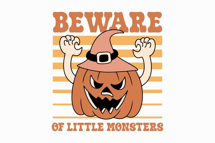 Beware Of Little Monster Halloween T-shirt Design