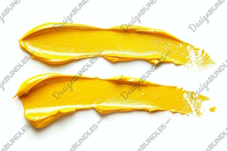 Golden paint strokes on white background