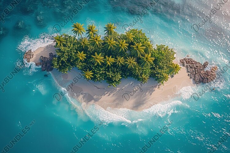 Aerial view turquoise ocean. Summer background. High photo example image 1