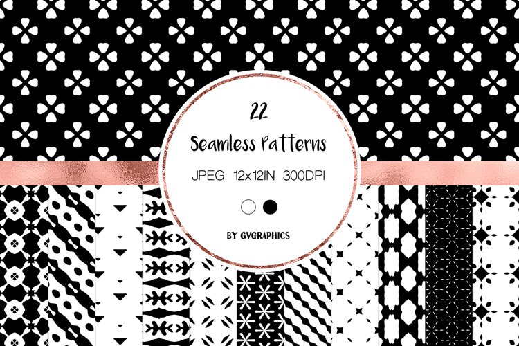 22 Black and White Simple Abstract Seamless Patterns example image 1