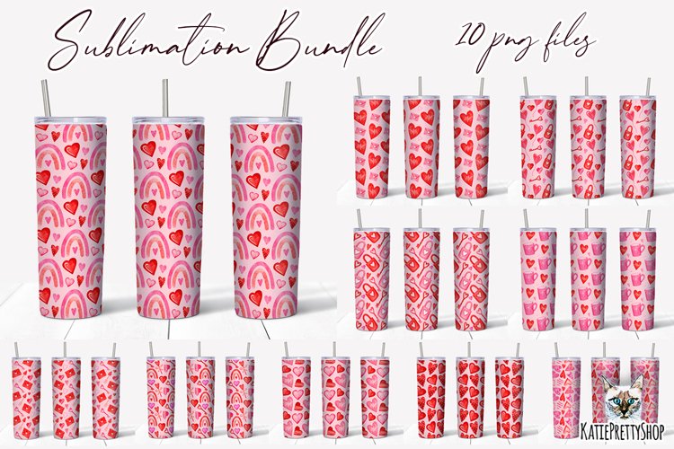 20 oz Tumbler sublimation design Bundle, Valentine's day png example image 1