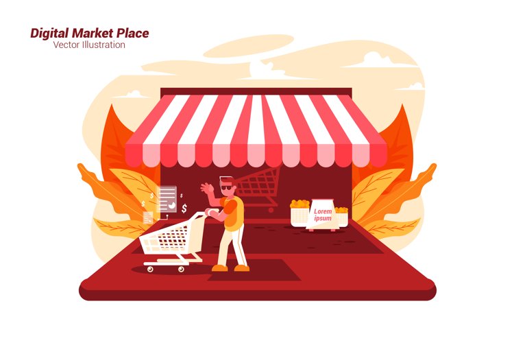 Digital Market Place - Vector Illustration
