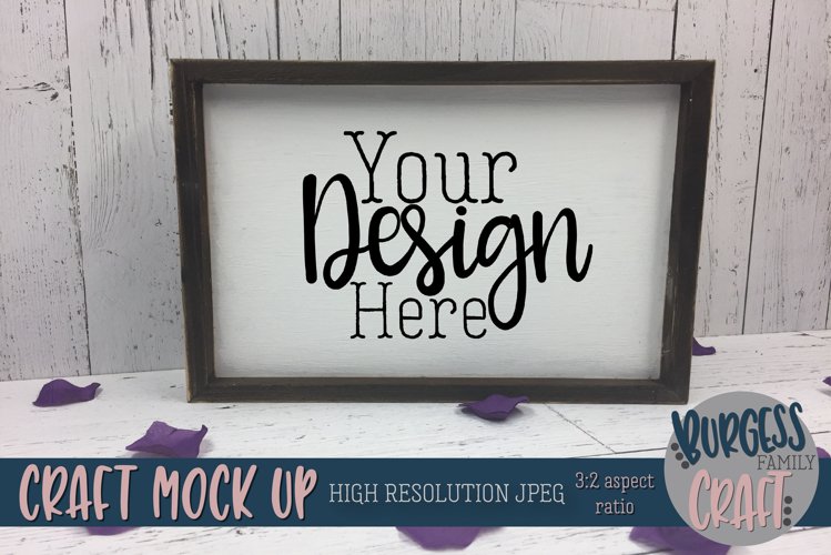 Purple rose wood sign craft mock up |High Resolution JPEG example image 1