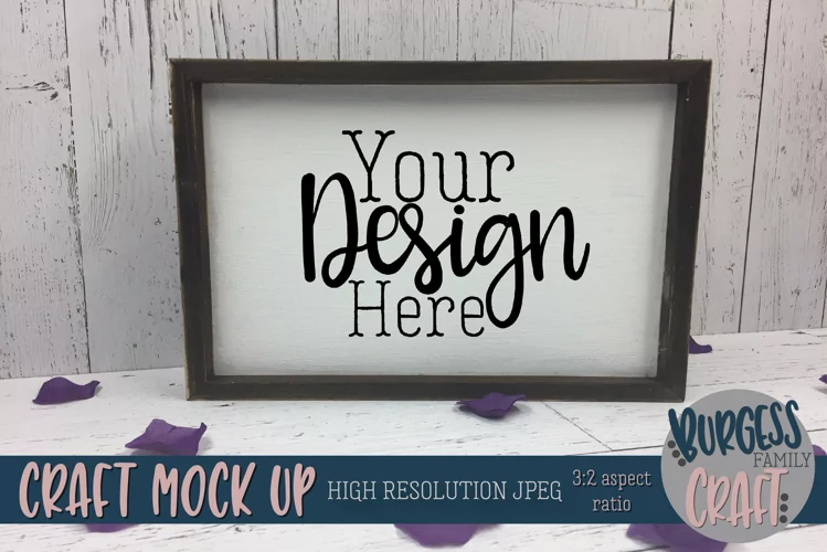 Purple rose wood sign craft mock up |High Resolution JPEG