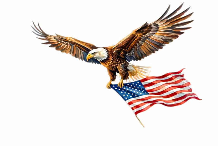 Watercolor patriotic eagle sublimation png