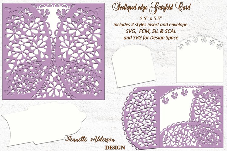 Scolloped edge gatefold SVG card cutting file any occasion example image 1