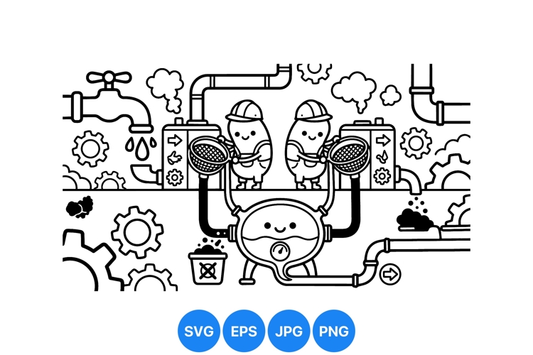 Industrial Machine Process Cartoon Vector Illustration