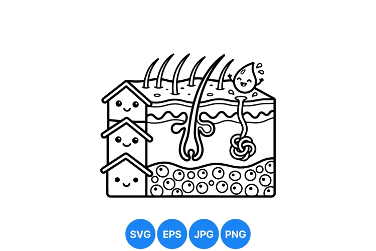 Cute Hair Follicle Anatomy Diagram Vector Illustration