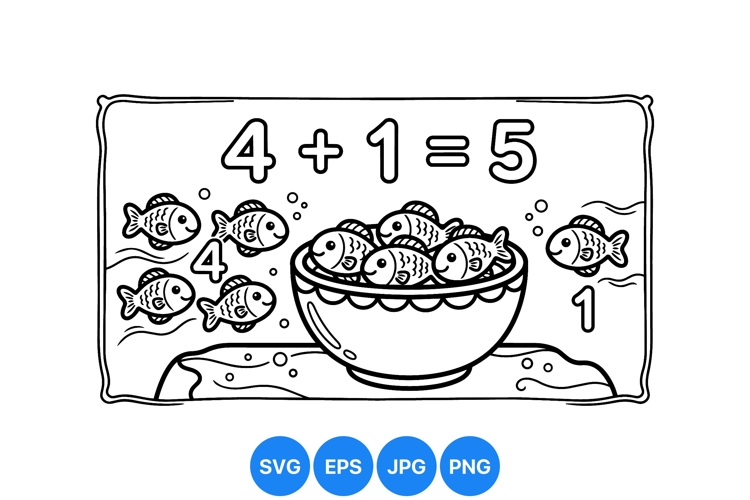 Black and White Fish Math Illustration Design