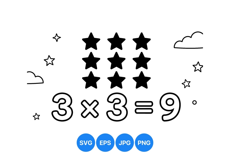 Black Stars Multiplication Math Svg Illustration