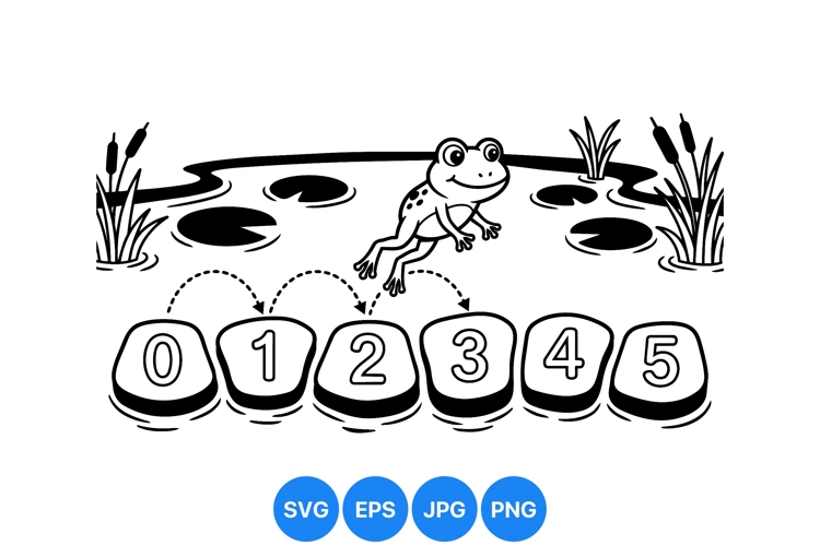Hand Drawn Frog Number Hop Educational Clipart