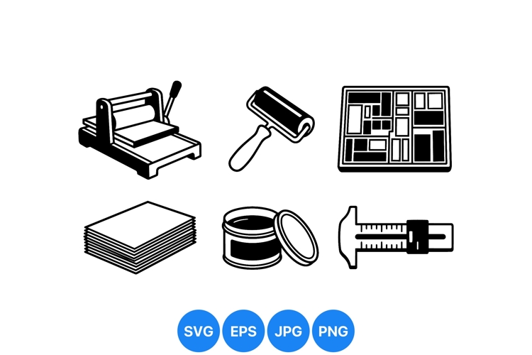 Vector Printmaking Tools Clipart For Crafts