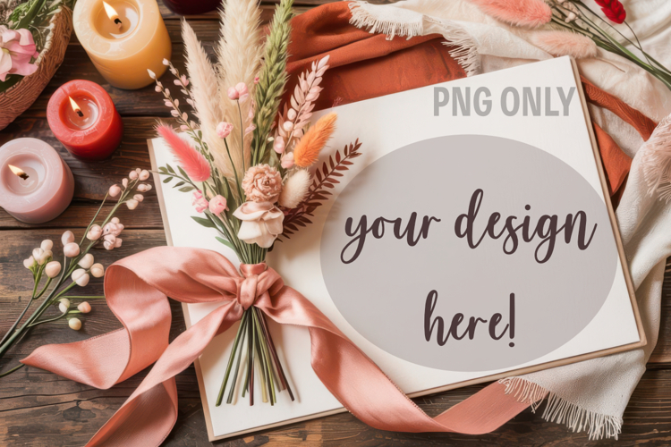 Autumn Aesthetic Dried Flower Arrangement Boho Mockup