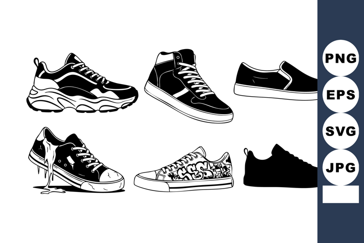 Black And White Shoe Clipart Image 2