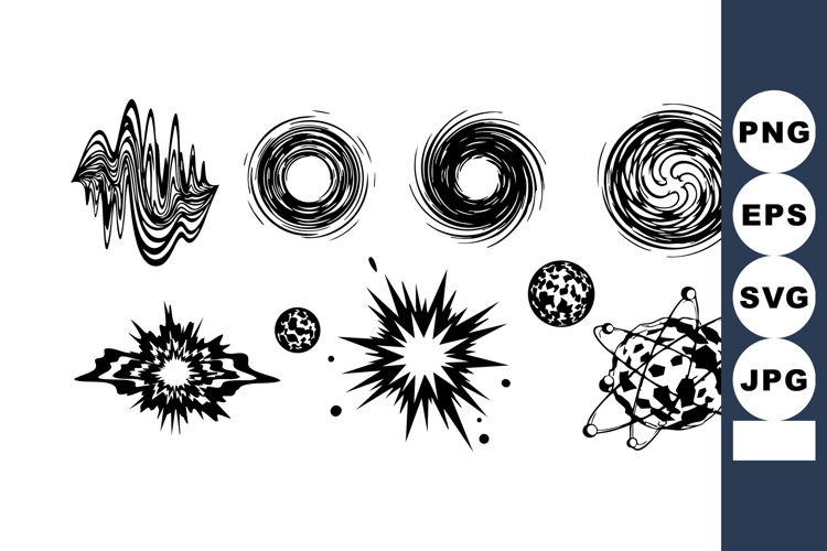 Abstract black and white cosmic vector illustrations of gala example image 1