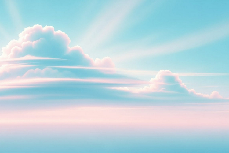Sky background with fluffy clouds