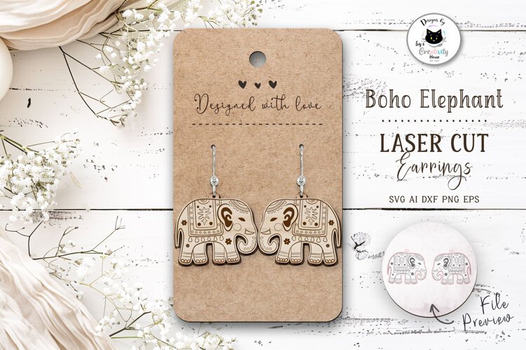 Elephant Earrings Laser Cut SVG | Boho Jewelry