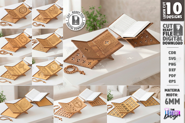 Bible Stands Laser Cut Bundle | Religious Book Stands SVG