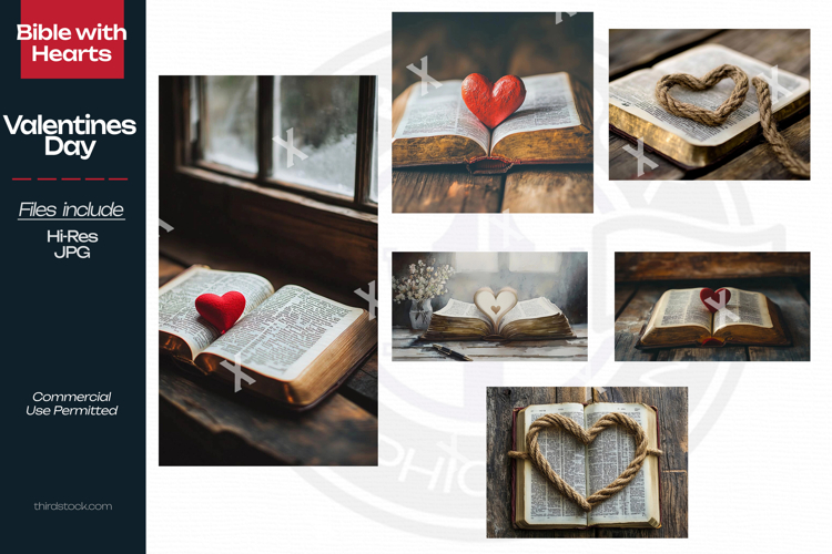 Hearts on Bible Stock Photos