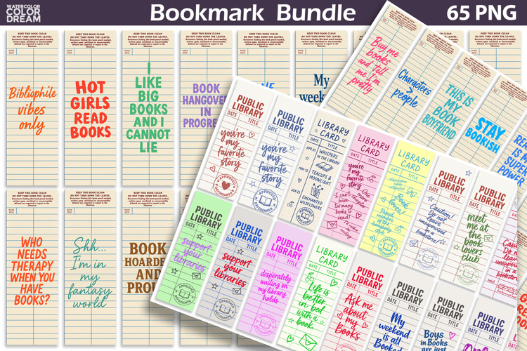 Library Card Bookmarks Bundle | Book Lover Bookmark