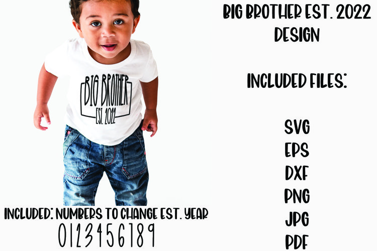 Handlettered Big Brother Est. 2022 SVG example image 1